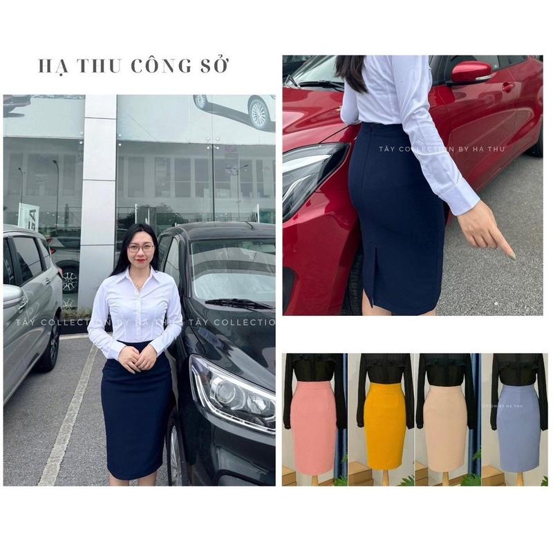 [HT1] Chân váy 2 lớp Bút chì dài 60cm qua gối có túi trong