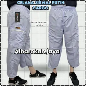 Celana sirwal cargo putih,celana pangsi putih pria dewasa,celana sirwal pengajian sholat,celana Sirwal pria muslim putih terbaru Putih