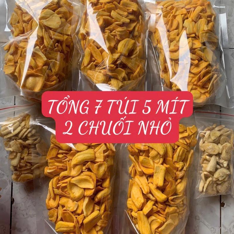  7 BỊCH MUA 5 mít tặng 2 chuối .Combo 5 GÓI MÍT SẤY vụn TO GIÒN NGỌT túi 200Gr.TẶNG KÈM 2 chuối sấy 