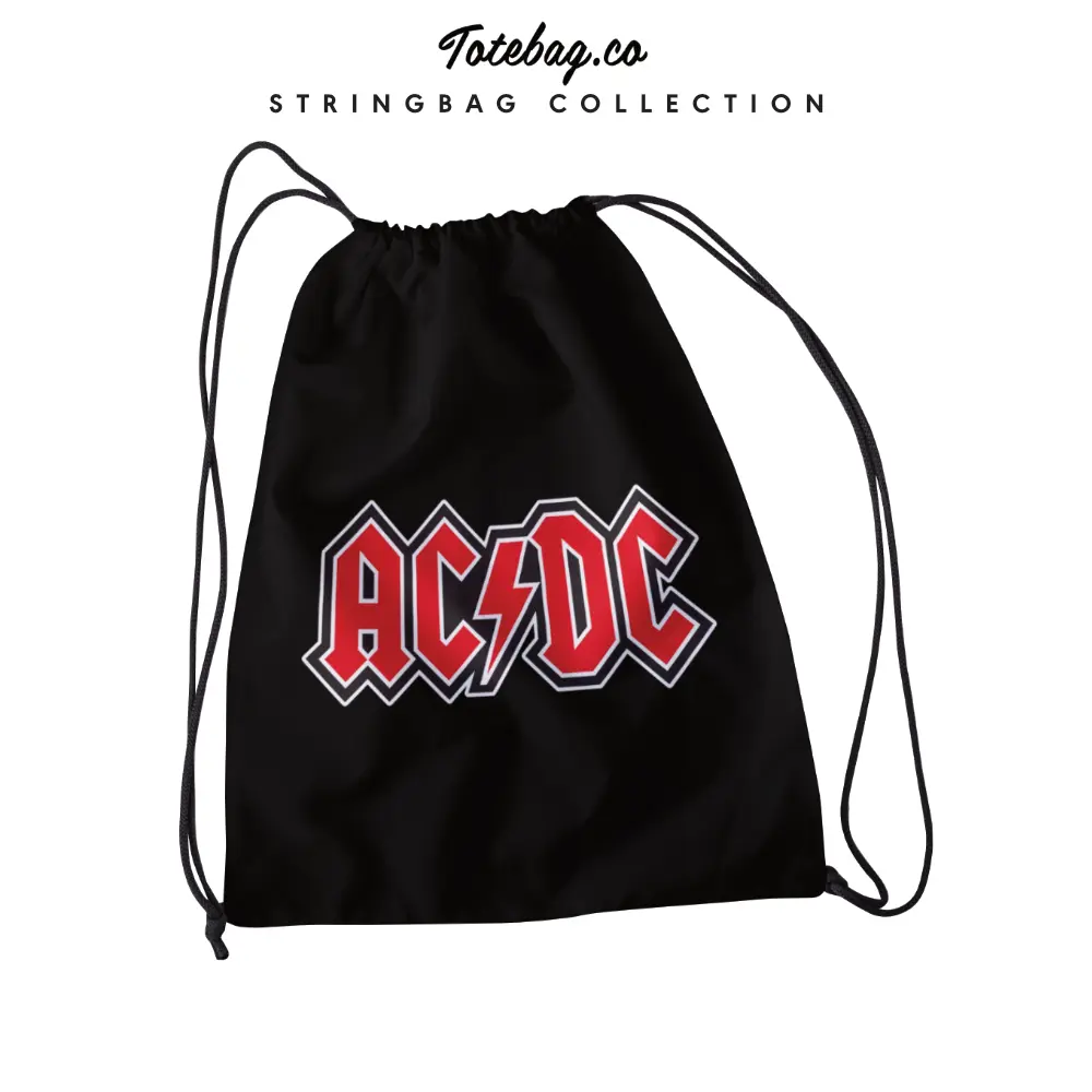 Tas Serut Pria Travel Kece Hitam Motif Avenged Sevenfold A7X Parasut Nylon Waterproof 30cm x 38cm