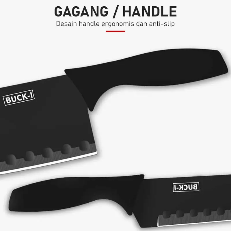 COD - J12 - Set Pisau Dapur Hitam 5 Pcs in 1 Cetakan Telur Chef Knife Cleaver Termurah Pisau LB 2