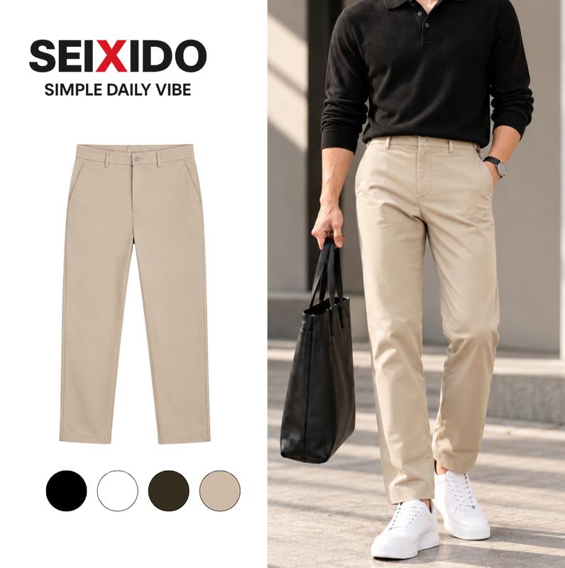 Quần Kaki cạp Chun ẩn SideTab SEIXIDO Form Suông, Vải KaKi Cao Cấp, Mềm Mịn N056