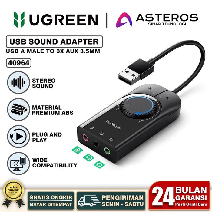 Promo UGREEN Sound Card External Stereo Sound Audio Adapter Laptop PC ...