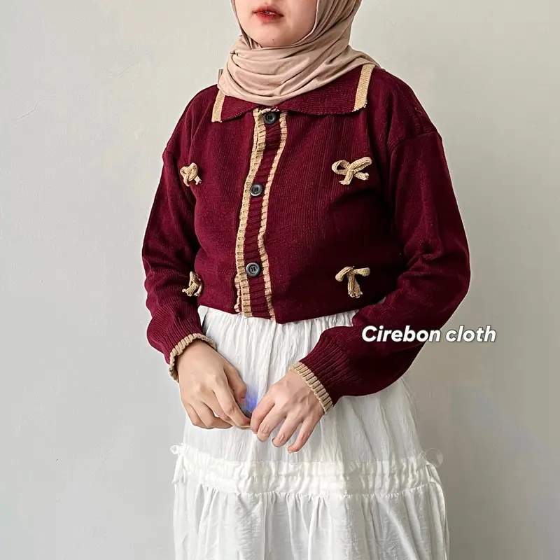 Cirebon Cloth - Elora Cardigan Knit Coquette / Cardigan Coquette / Cardiga Rajut Wanita Baju Panjang 2