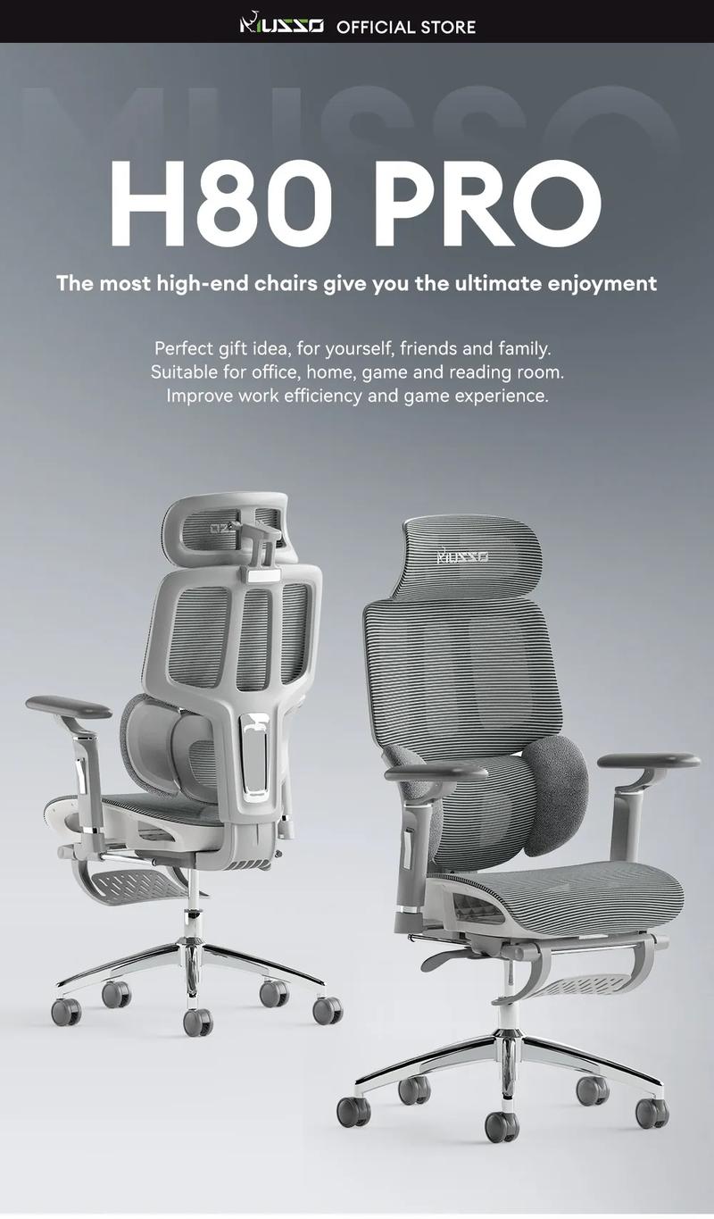 Product Introduction of MUSSO H80 PRO Ergonomic Chair 6D Armrest and Adjustable Headrest Game Chair with Adjustable Back Height Ergonomic Office Chair 0