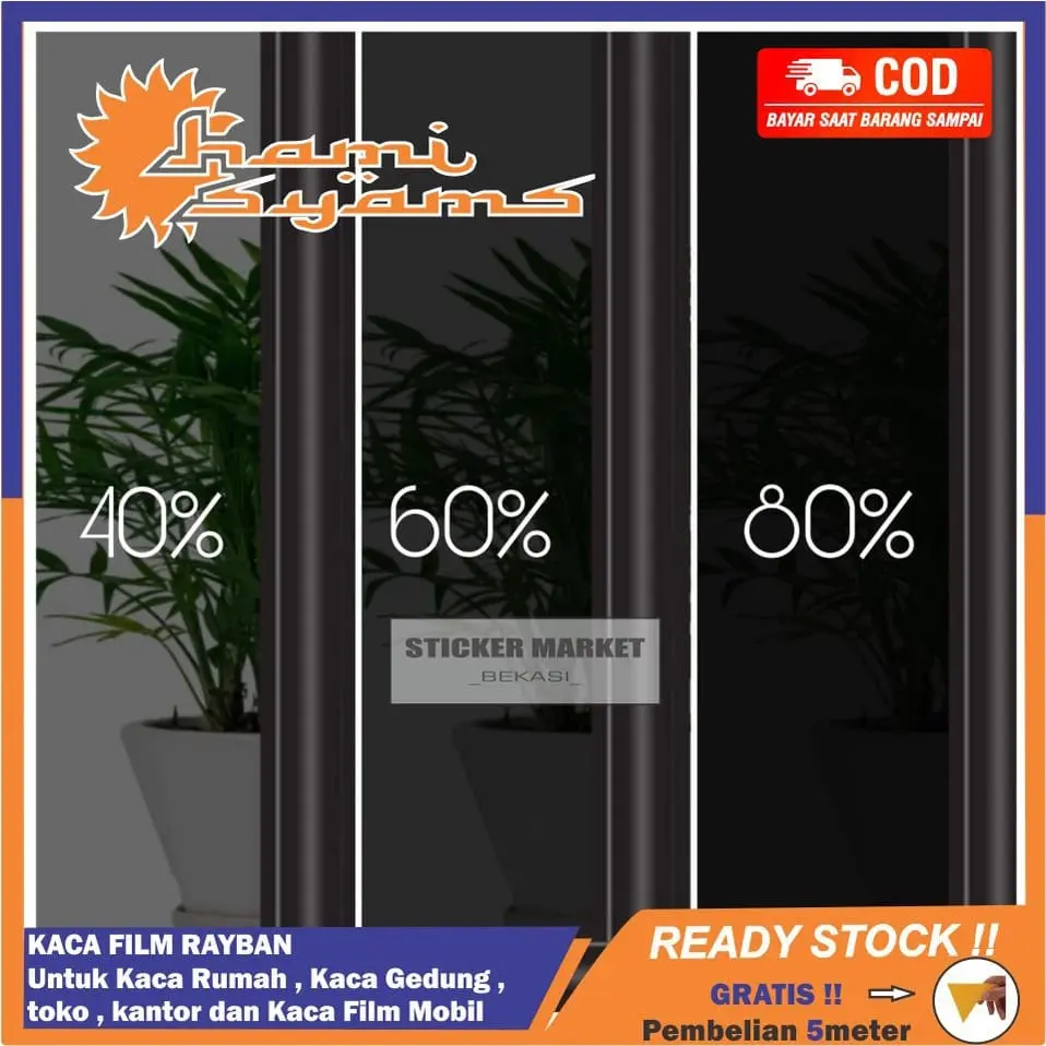 Stiker Kaca Film Jendela Rumah Kacafilm Mobil Riben Hitam 40% 60% 80%
