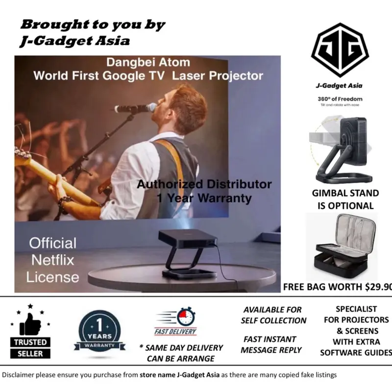 Dangbei Atom Full HD1080p First Google TV Laser Projector with Official Netflix (1 Year Warranty)
