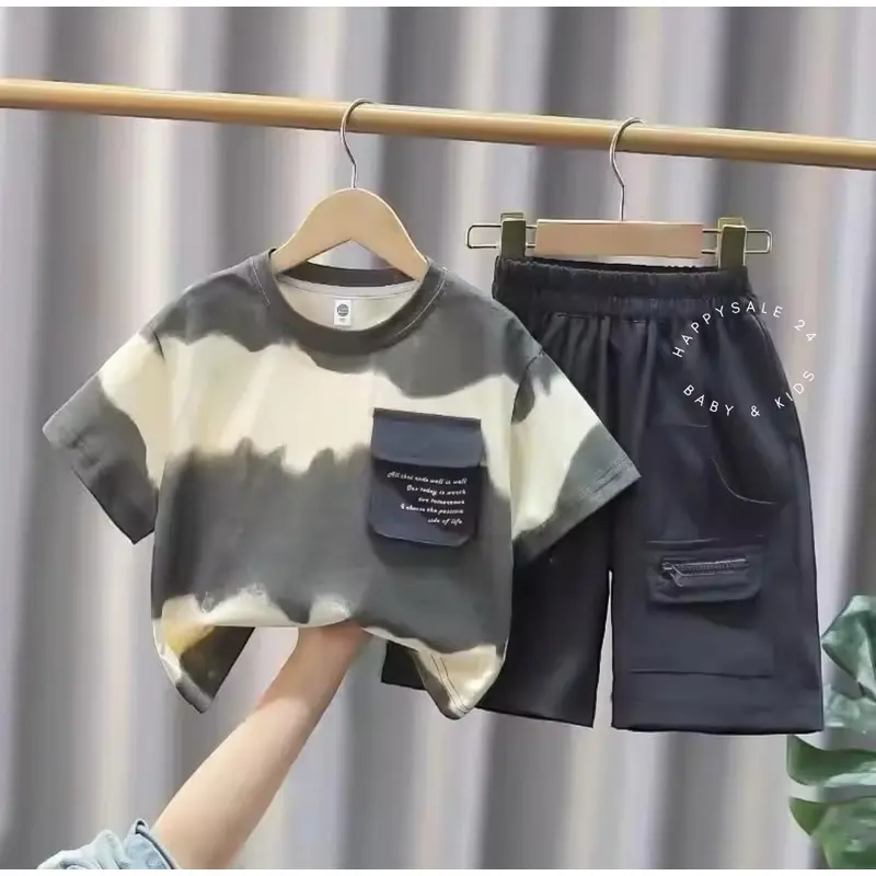 Setelan anak kaos celana pendek baju anak laki-laki usia 1-5 tahun motif side of life pakaian anak baju anak kekinian