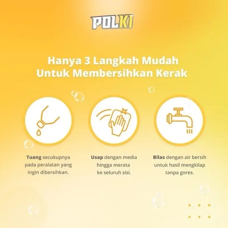 POLKI Pembersih KERAK KACA / PANCI STAINLESS STEEL / 100 ML FREE SPONS 5