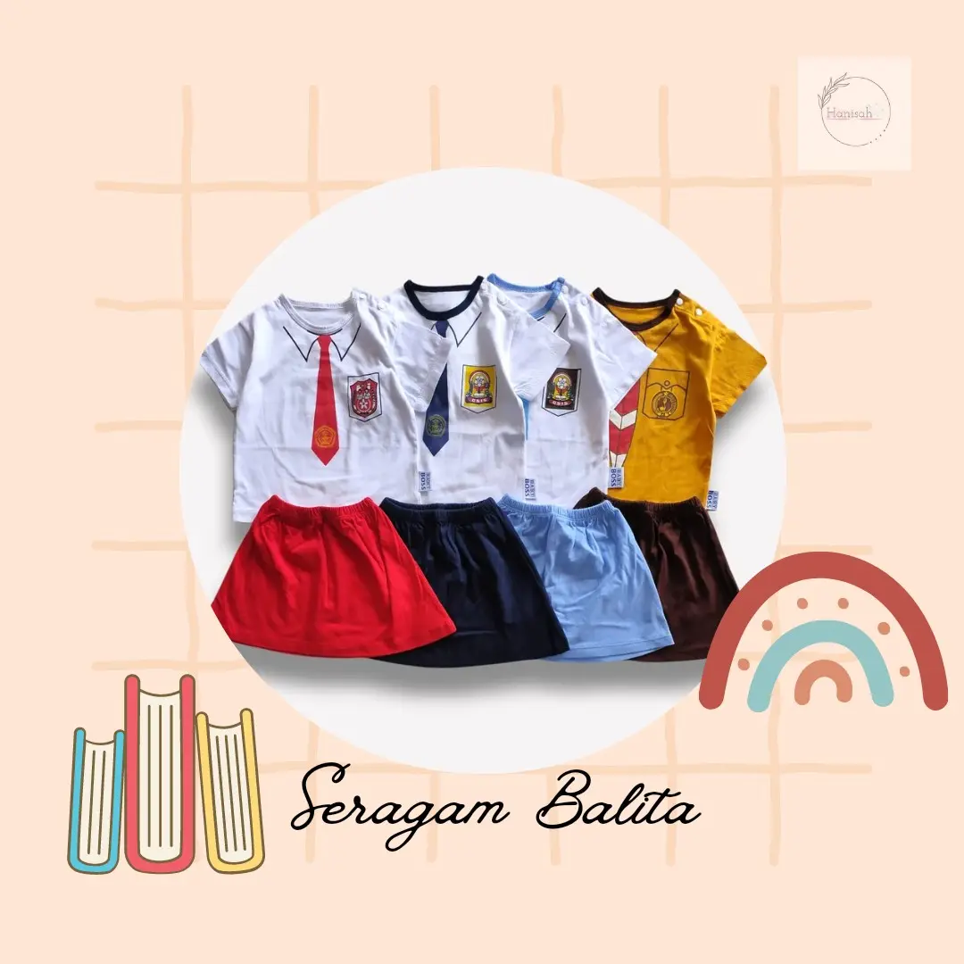 Setelan Balita Cewek Seragam sekolah Katun