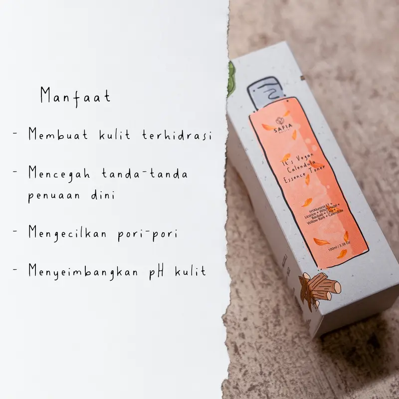 Safia Natural It's Vegan Calendula Essence Toner with 11 types of Hyaluronic Acid 3