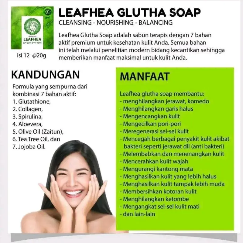 Power Shop 6-PCS LEAFHEA Sabun Leafhea Gluta Soap Kemasan Lama Soap Mencerahkan Mengencangkan Muka Membersihkan Wajah Perempuan Pencerah Berjerawat Memudarkan 3