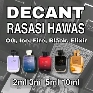Decant Parfum Rasasi Hawas OG, Ice, Fire, Black, Elixir