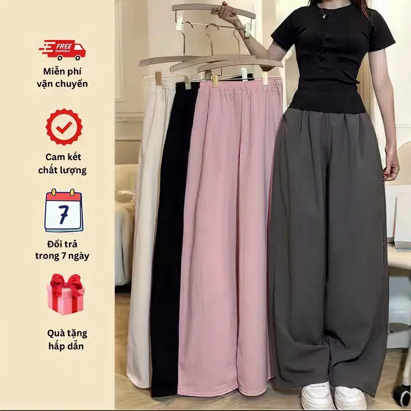 [DEAL MỞ BÁN] COMBO 2 Quần Đũi Vân Mây From Dáng Xuông Ống Rộng Cạp Cao 5 Phân Mặc 4 Mùa
