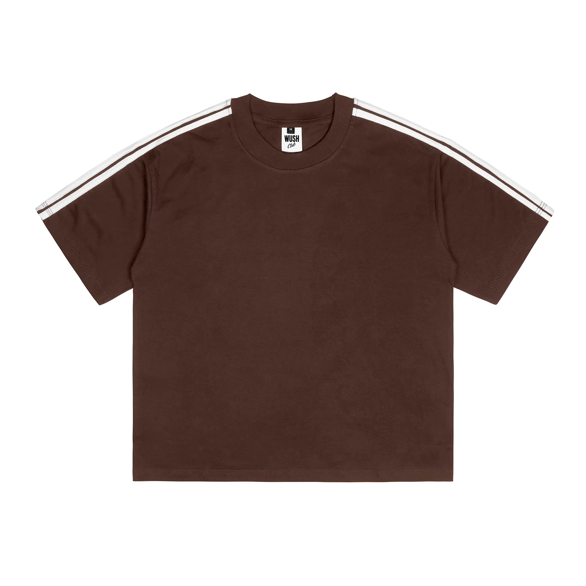 WUSH CLUB BOXY STRIP FIT TEE BAJU KAOS DISTRO PRIA WANITA OVERSIZE COTTON COMBAD 24S COKLAT