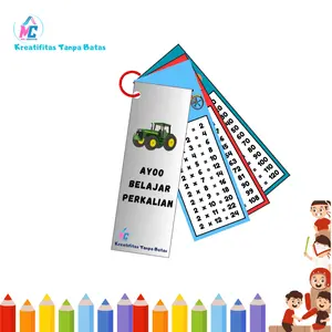 Flashcard Edukasi Anak Tabel Perkalian Pengurangan Penjumlahan Pembagian Matematika Dari Angka 1-10 Free Ring