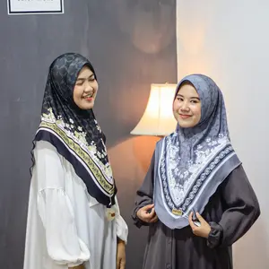SAHAL - Jilbab Nabila Motif Printing Instan Bergo Jersey Premium Hijab Muslim - Kerudung Panjang Casual Harian Segi hijab bergo instan ped motif Empat