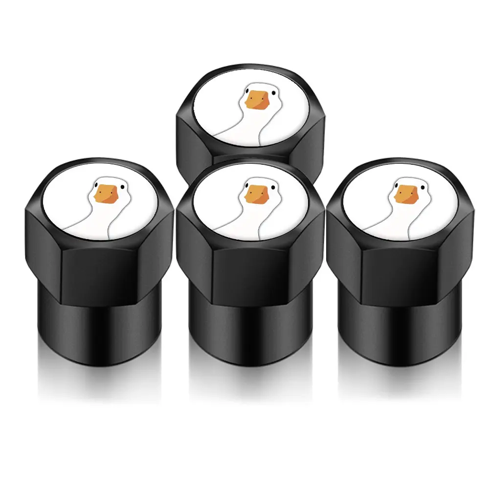 4PCS Universal Car Valve Cap Accessories Auto Wheel Tire Valve Tyre Stem Air Cover Sticker For Cute White Duck Goose Shape Car Styling