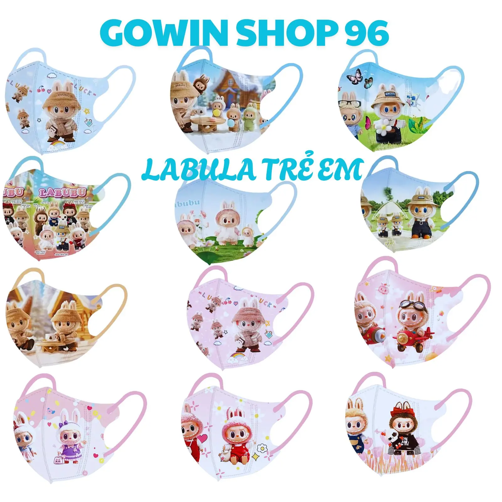 [0-10 tuổi] combo 50 chiếc khẩu trang 5d cao cấp chất lụa mịn mềm mại cho bé, không mùi, không ngứa, không đau tai tai