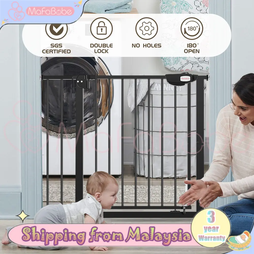 Mafababe 3 Safety Lock Baby Safety Gate Auto-Close Lock One Handed Operation Gate With Security Lock Rail Pagar Bayi Pets Gate