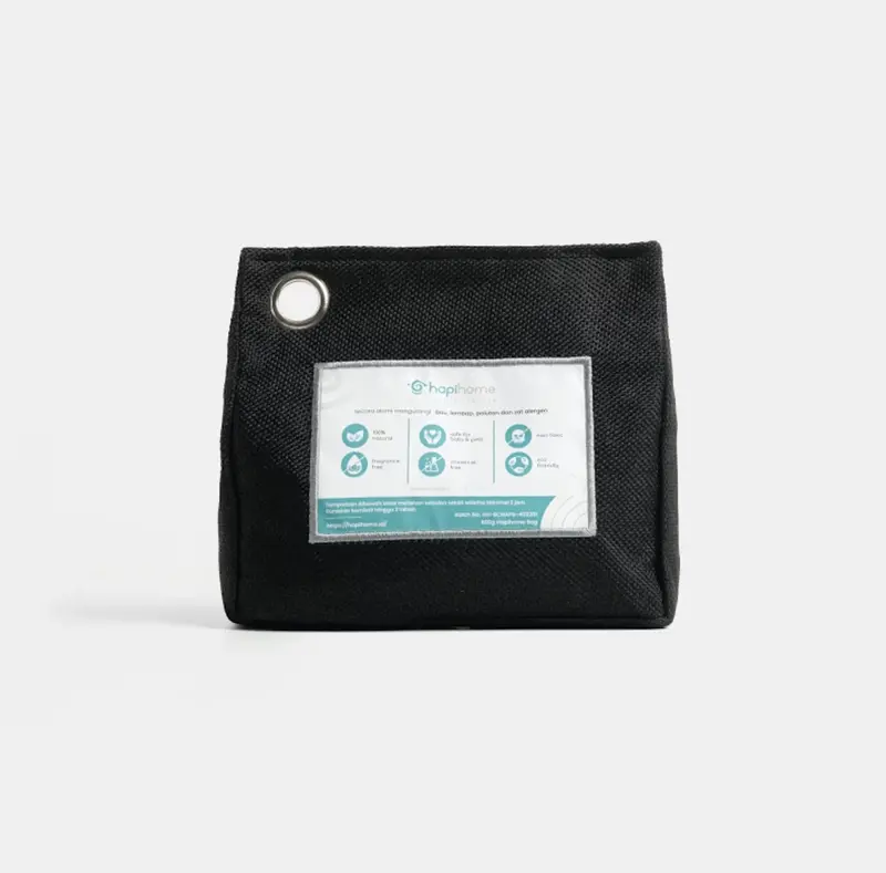 Hapihome Bamboo Charcoal Air Purifying Bag Arang Bambu Aktif Anti Lembab & Bau - 400GR STANDING POUCH BLACK 1