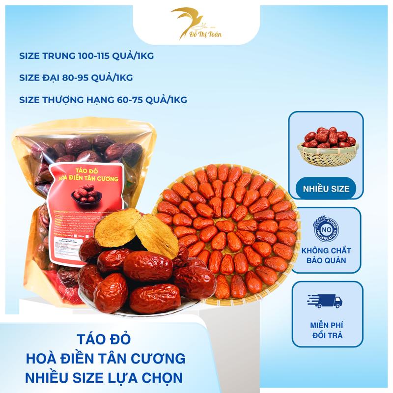 [KHO DTT] Táo đỏ Hòa Điền Tân Cương-Nhiều size để lựa chọn-Khô dẻo, thịt dày ngon ngọt- Yến sào Đỗ Thị Toán Ăn Vặt