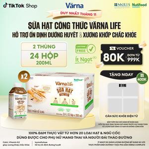 Combo 2 Thùng 12 hộp Varna Life thực phẩm bổ sung sữa hạt công thức pha sẵn (24 hộp giấy x 200ml)