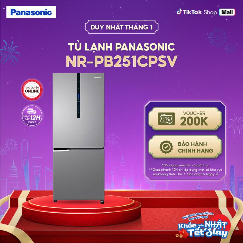 Tủ lạnh Panasonic Inverter 251 lít NR-PB251CPSV Ngăn đông mềm Ngăn đá dưới