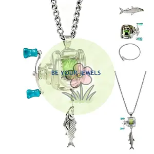 *Mini Fishing Reel Necklace, Rotating Handle Spinning Reel Pendant Keychain, Backpack Charm, Keychain For Fishermen