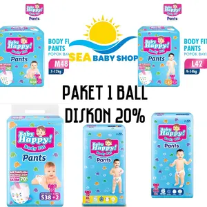 SUPER PROMO 1.1 BABY HAPPY PANTS S40 M32 L28 XL26 XXL24 JUMBO M48 L42 Popok Bayi Celana