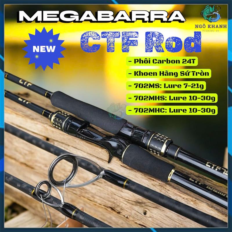  Cần MEGABARRA CTF Carbon 24T cần câu lure khoen hãng sứ tròn chính hãng Megabarra 