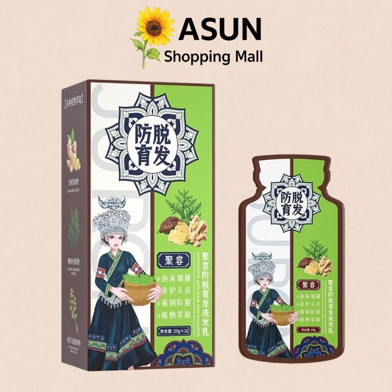 Hộp 10 Gói Dầu Gội Gừng Jurong Dưỡng Tóc Chắc Khỏe (20g/gói) Nội Địa Trung xịt kích mọc tóc nguyên xuân màu gội đầu mayo dầu gội vàng size dầu gội thảo dược Nữ Women Nữ Women dầu gội nữ