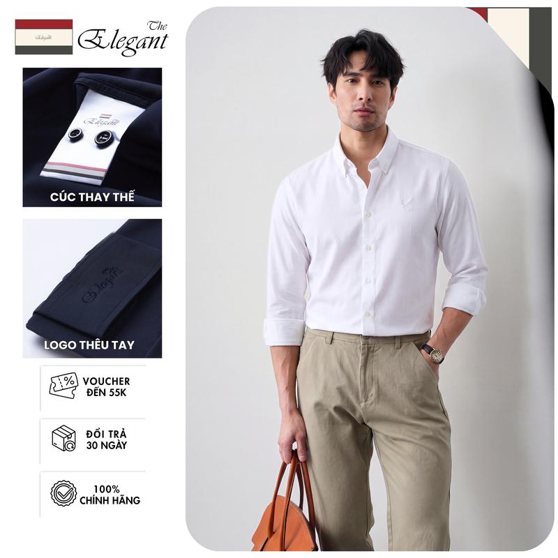 Áo Sơ Mi Nam Dài Tay Cao Cấp the Elegant Cổ Button Down Chất Vải Mềm Mại, Chống Nhăn, Tôn Dáng - Phong Cách Công Sở, Lịch Sự