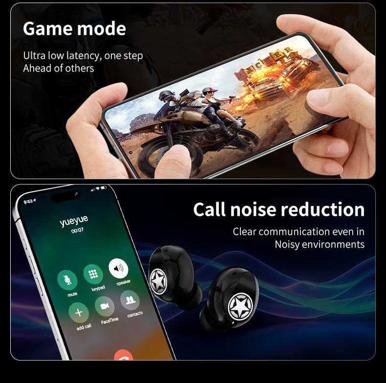 Jeep EW130 TWS Wireless Earbuds Bluetooth 5.4 Gaming Earphone Deep Bass Baterai Ekstra Besar Dengan fungsi Pengisian Terbalik IPX5 Waterproof Sports Headset with Mic