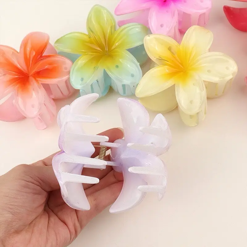 Jepit Rambut Model Bunga Kamboja Aklirik Hawaiian Plumeria Flower Hair Claw Clips 6