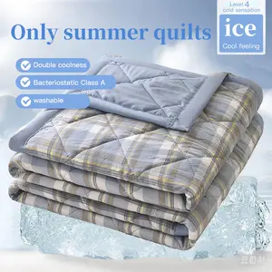 New striped checkered summer thin blanket, friendly printed summer cool blanket, air conditioning blanket thin blanket core - 200x230cm 14:1052