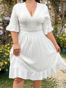 Vestido de verano para mujer con elegantes volantes y patchwork, estilo casual elegante, perfecto para el día a día, cómodo y moderno