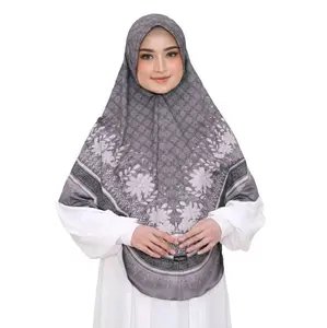 Hijab Bergo Jumbo Printing Sublim XXL Kerudung Syari Terbaru 2025 Muslim Jilbab Instan Khimar Motif Bunga Ukuran 90x115cm Dilengkapi Pet Antem