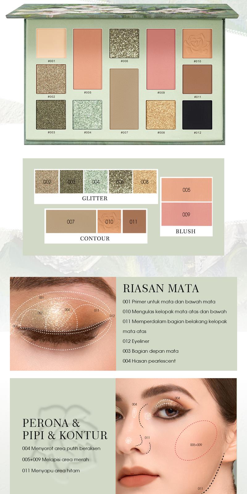 Product Introduction of urracx Eyeshadow Palette Flower Language 12 Colors FacePalette Elegant Kosmetik(13.5g) 39