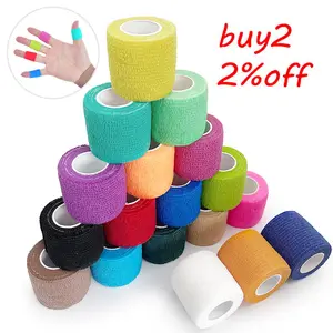 18 Colors Colorful Athletic Wrap Tape Self Adhesive Elastic Bandage Elastoplast Sports Protector Knee Finger Ankle Palm Shoulder - orange 15cmX4.8m