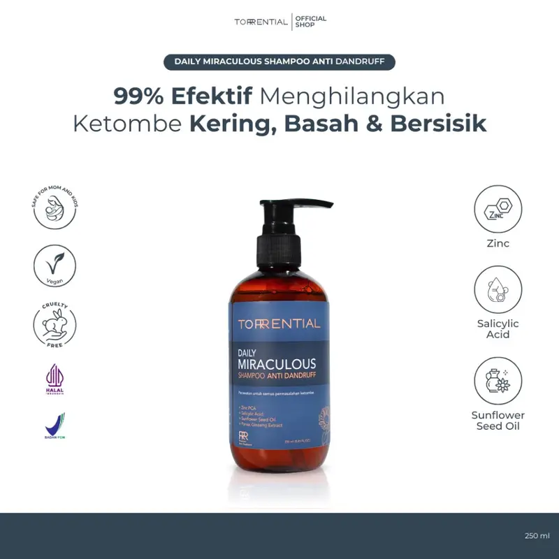 TORRENTIAL SHAMPOO Anti Ketombe Bergaransi - Daily Miraculous Shampoo Anti Dandruf Original 1