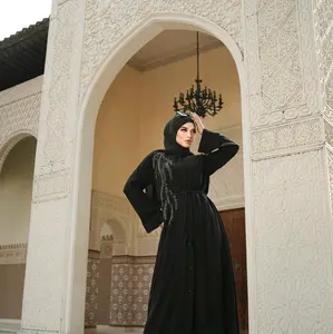 gamis abaya saraza tipe bagdad Muslim Wanita Dress Dewasa Hitam Remaja Mewah Pesta Arab
