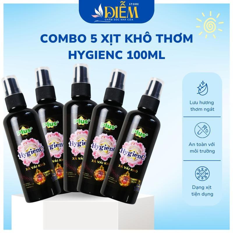 Combo 5 Chai xịt vải khô thơm HygienC 100ml -  Làm Sạch thơm lưu hương lâu , loại bỏ những mùi hôi khó chịu !