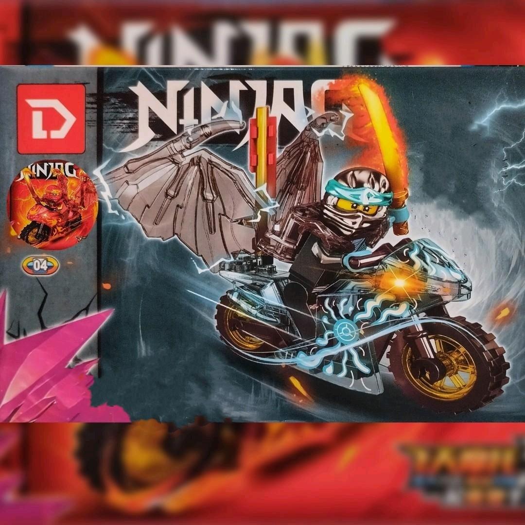 mainan anak ninja bersayap naga 7801 dragon kokoh keren + motor + bendera + ninja figure Kay Jay Cole Lloyd zane nya kai sensei master wu building blocks Set Hadiah Cowok Cewek Beraneka warna Game