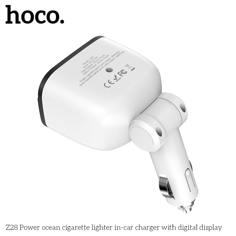 Tẩu Sạc HOCO Z28, 2 Cổng tẩu sạc, 2 Cổng USB, 3.1A, Đèn LED Hiển Thị Dòng Điện, Phụ kiện sạc điện thoại, cam hành trình, máy phun sương, lọc không khí trên ô tô 4