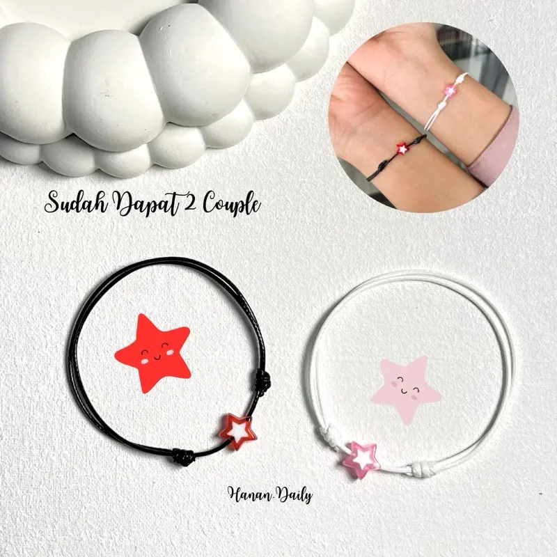 Gelang Couple Cube Starboy Warna Estetik Model Korea Simple Dan elegan Bracelets 3