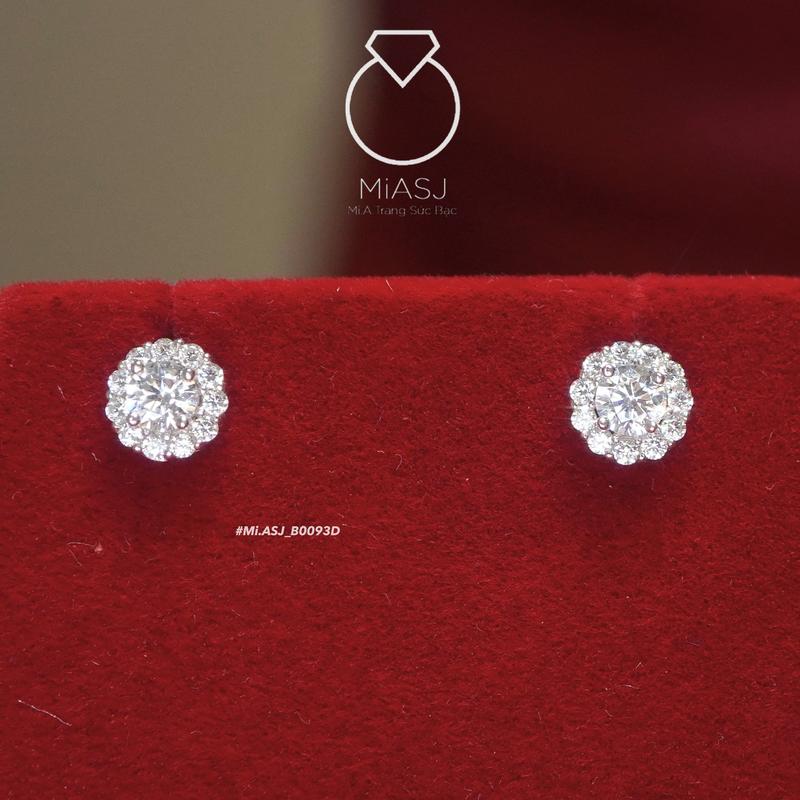 B0093D - Bông tai nữ chốt ĐẨY bạc Ý S925 kết đá Cz xi bạch kim cao cấp MiASJ