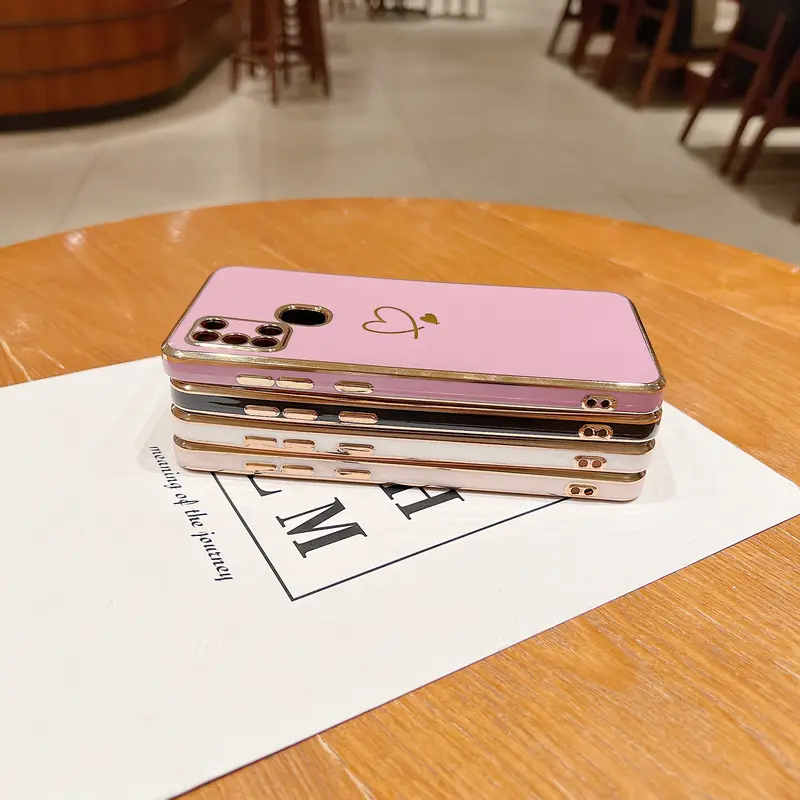 Compatible with Samsung Galaxy A21S Case,Love Heart Pattern Electroplated Design Soft TPU Shockproof Protective Phone Case Full Camera Lens Protection Cover 7