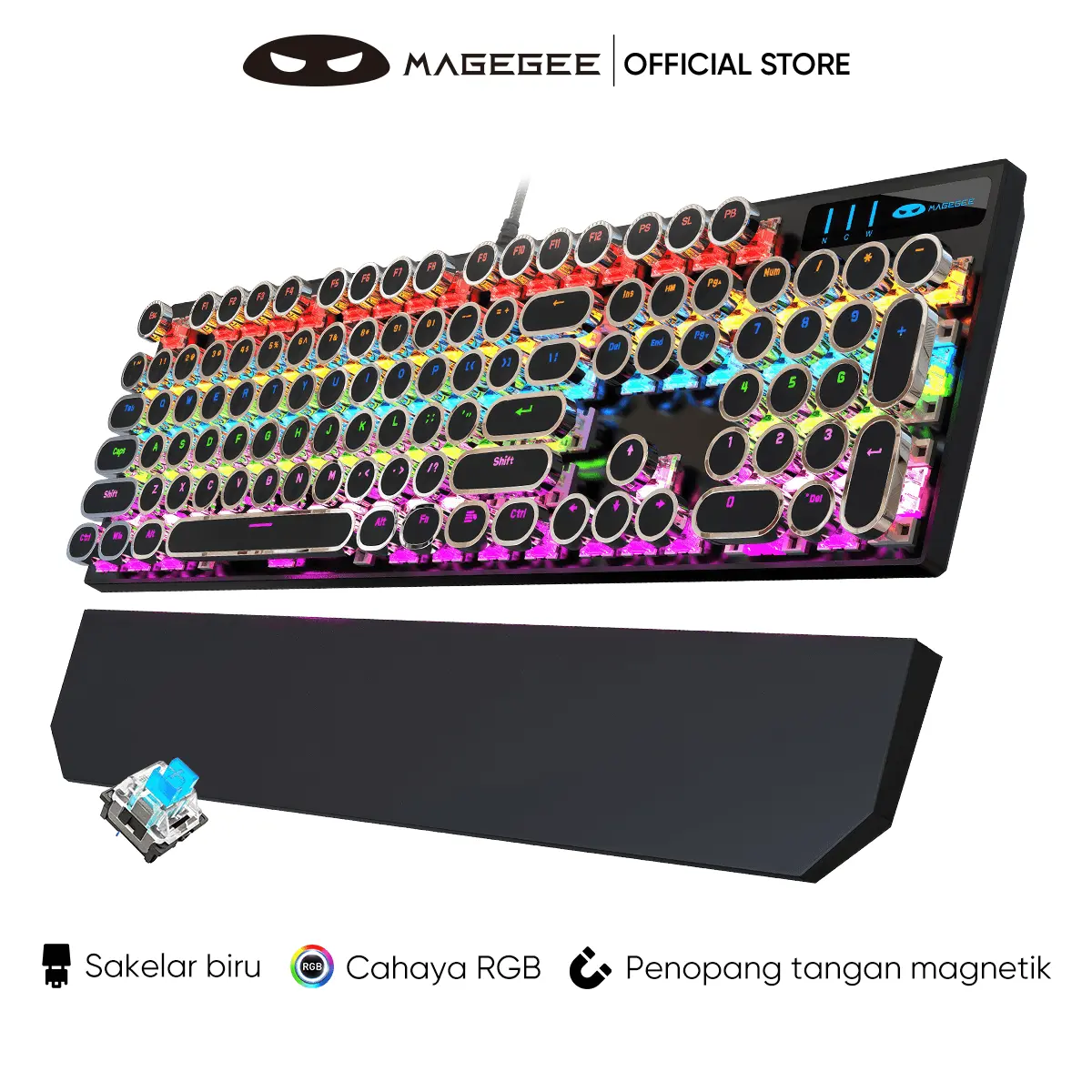 MAGEGEE Mechanical Keyboard Gaming Wired 100% Layout LED Light Blue Switch MK-STORM