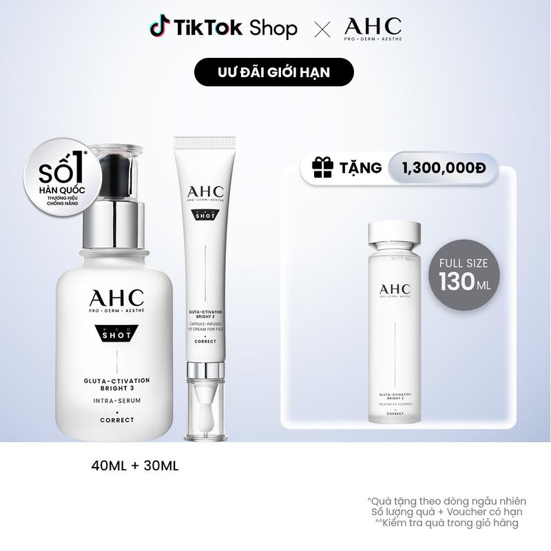 Bộ đôi Tinh chất Serum + Kem mắt cho mặt mờ nám sáng da PROSHOT GLUTA-CTIVATION BRIGHT 3 40ML + 30ML [1] NEW